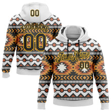 Load image into Gallery viewer, Custom Stitched White Black Orange-Gold 3D Mexico Aztec Pattern Sports Pullover Sweatshirt Hoodie
