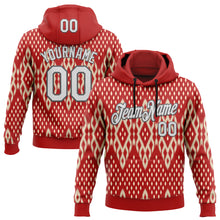 Load image into Gallery viewer, Custom Stitched Red White Cream-Steel Gray 3D Mexico Aztec Pattern Sports Pullover Sweatshirt Hoodie
