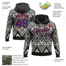 Load image into Gallery viewer, Custom Stitched Black Royal Gray-Red 3D Mexico Aztec Pattern Sports Pullover Sweatshirt Hoodie
