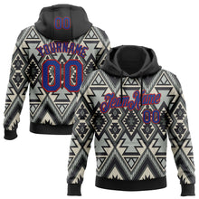 Load image into Gallery viewer, Custom Stitched Black Royal Gray-Red 3D Mexico Aztec Pattern Sports Pullover Sweatshirt Hoodie
