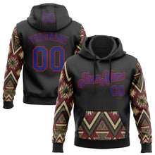 Load image into Gallery viewer, Custom Stitched Black Royal Cream Gray-Red 3D Mexico Aztec Pattern Sports Pullover Sweatshirt Hoodie
