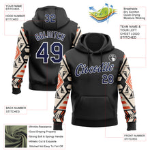 Load image into Gallery viewer, Custom Stitched Black Navy Cream Orange-White 3D Mexico Aztec Pattern Sports Pullover Sweatshirt Hoodie
