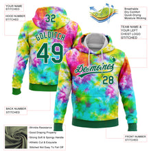 Загрузить изображение в средство просмотра галереи, Custom Stitched Tie Dye Kelly Green-White 3D Sports Pullover Sweatshirt Hoodie
