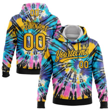 Загрузить изображение в средство просмотра галереи, Custom Stitched Tie Dye Gold-Black 3D Sports Pullover Sweatshirt Hoodie
