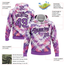 Laden Sie das Bild in den Galerie-Viewer, Custom Stitched Tie Dye Medium Purple-Black 3D Sports Pullover Sweatshirt Hoodie
