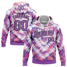 Laden Sie das Bild in den Galerie-Viewer, Custom Stitched Tie Dye Medium Purple-Black 3D Sports Pullover Sweatshirt Hoodie
