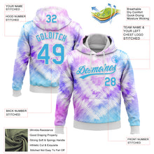 Laden Sie das Bild in den Galerie-Viewer, Custom Stitched Tie Dye Sky Blue-White 3D Sports Pullover Sweatshirt Hoodie
