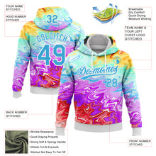 Laden Sie das Bild in den Galerie-Viewer, Custom Stitched White Sky Blue 3D Pattern Design Abstract Psychedelic Fluid Art Sports Pullover Sweatshirt Hoodie
