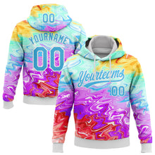 Laden Sie das Bild in den Galerie-Viewer, Custom Stitched White Sky Blue 3D Pattern Design Abstract Psychedelic Fluid Art Sports Pullover Sweatshirt Hoodie
