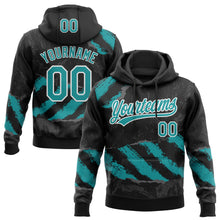 Загрузить изображение в средство просмотра галереи, Custom Stitched Black Teal Steel Gray-White 3D Pattern Design Splash Sports Pullover Sweatshirt Hoodie
