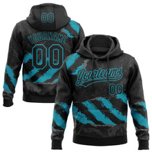 Загрузить изображение в средство просмотра галереи, Custom Stitched Black Teal-Steel Gray 3D Pattern Design Splash Sports Pullover Sweatshirt Hoodie
