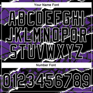 Custom Stitched Black Purple-White 3D Pattern Design Torn Paper Style Sports Pullover Sweatshirt Hoodie