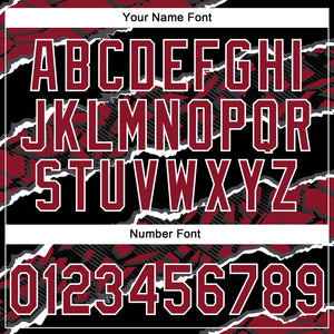 Custom Stitched Black Crimson-White 3D Pattern Design Torn Paper Style Sports Pullover Sweatshirt Hoodie