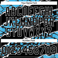 Load image into Gallery viewer, Custom Stitched Black Sky Blue-White 3D Pattern Design Torn Paper Style Sports Pullover Sweatshirt Hoodie
