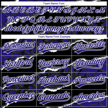 Load image into Gallery viewer, Custom Stitched Black Dark Purple-White 3D Pattern Design Torn Paper Style Sports Pullover Sweatshirt Hoodie
