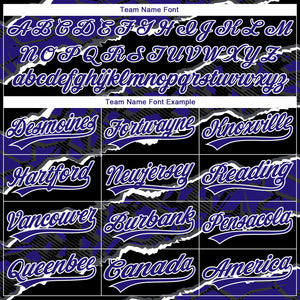 Custom Stitched Black Dark Purple-White 3D Pattern Design Torn Paper Style Sports Pullover Sweatshirt Hoodie