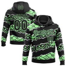 Load image into Gallery viewer, Custom Stitched Black Pea Green-White 3D Pattern Design Torn Paper Style Sports Pullover Sweatshirt Hoodie
