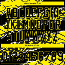 Load image into Gallery viewer, Custom Stitched Black Light Yellow-White 3D Pattern Design Torn Paper Style Sports Pullover Sweatshirt Hoodie
