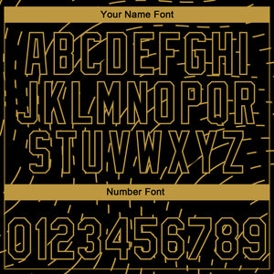 Custom Stitched Black Old Gold 3D Pattern Design Line Sportswear Pullover Sweatshirt Hoodie