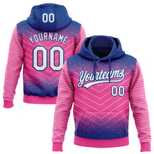 Загрузить изображение в средство просмотра галереи, Custom Stitched Royal White-Pink 3D Pattern Design Line Sportswear Pullover Sweatshirt Hoodie

