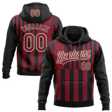 Загрузить изображение в средство просмотра галереи, Custom Stitched Black Crimson-Cream 3D Pattern Design Line Sportswear Pullover Sweatshirt Hoodie
