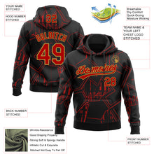 Загрузить изображение в средство просмотра галереи, Custom Stitched Black Red-Old Gold 3D Pattern Design Line Sportswear Pullover Sweatshirt Hoodie
