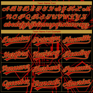 Custom Stitched Black Red-Old Gold 3D Pattern Design Line Sportswear Pullover Sweatshirt Hoodie