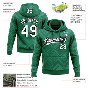 Custom Stitched Kelly Green White-Black 3D Pattern Design Line Sportswear Pullover Sweatshirt Hoodie