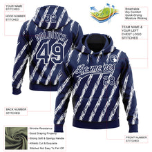 Загрузить изображение в средство просмотра галереи, Custom Stitched Navy White 3D Pattern Design Line Sportswear Pullover Sweatshirt Hoodie
