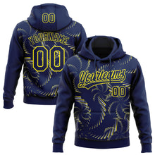 Загрузить изображение в средство просмотра галереи, Custom Stitched Navy Light Yellow-White 3D Pattern Design Line Sportswear Pullover Sweatshirt Hoodie
