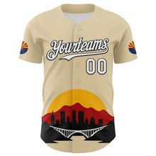 Charger l&#39;image dans la galerie, Custom Cream White Gold Red-Black 3D Urban City Edition Sports Authentic Baseball Jersey
