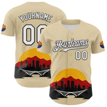 Charger l&#39;image dans la galerie, Custom Cream White Gold Red-Black 3D Urban City Edition Sports Authentic Baseball Jersey
