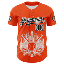 Charger l&#39;image dans la galerie, Custom Orange Black-White 3D Urban City Edition Sports Authentic Baseball Jersey
