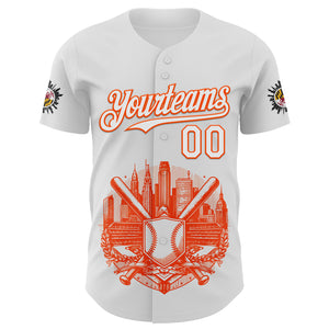 Custom White Orange 3D Urban City Edition Sports Authentic Baseball Jersey