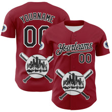 Charger l&#39;image dans la galerie, Custom Cardinal Black-White 3D Urban City Edition Sports Authentic Baseball Jersey
