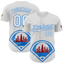 Charger l&#39;image dans la galerie, Custom White Electric Blue-Red 3D Urban City Edition Sports Authentic Baseball Jersey
