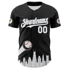 Charger l&#39;image dans la galerie, Custom Black White-Gray 3D Urban City Edition Sports Authentic Baseball Jersey
