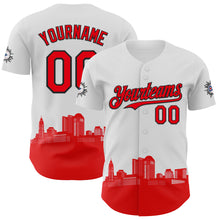 Charger l&#39;image dans la galerie, Custom White Fire Red-Black 3D Urban City Edition Sports Authentic Baseball Jersey
