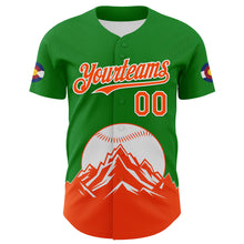 Charger l&#39;image dans la galerie, Custom Grass Green Orange-White 3D Urban City Edition Sports Authentic Baseball Jersey
