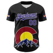 Charger l&#39;image dans la galerie, Custom Black Dark Purple Red Yellow Blue-White 3D Urban City Edition Sports Authentic Baseball Jersey
