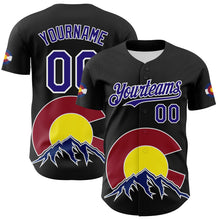 Charger l&#39;image dans la galerie, Custom Black Dark Purple Red Yellow Blue-White 3D Urban City Edition Sports Authentic Baseball Jersey
