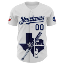 Charger l&#39;image dans la galerie, Custom White Navy-Silver 3D Urban City Edition Sports Authentic Baseball Jersey
