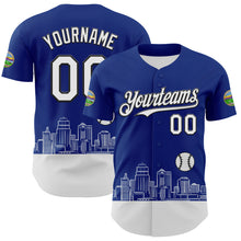 Load image into Gallery viewer, Custom Royal White-Black 3D Urban City Edition Sports Authentic Baseball Jersey
