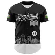 Charger l&#39;image dans la galerie, Custom Black White 3D Urban City Edition Sports Authentic Baseball Jersey
