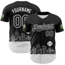 Charger l&#39;image dans la galerie, Custom Black White 3D Urban City Edition Sports Authentic Baseball Jersey
