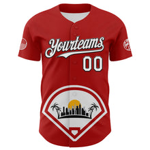 Charger l&#39;image dans la galerie, Custom Red White Gray Yellow-Black 3D Urban City Edition Sports Authentic Baseball Jersey
