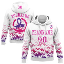 Загрузить изображение в средство просмотра галереи, Custom White Deep Pink-Purple 3D Pink Ribbon Breast Cancer Awareness Women Health Care Support Sports Pullover Sweatshirt Hoodie
