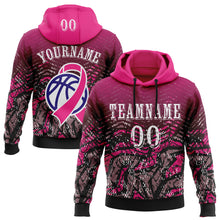 Загрузить изображение в средство просмотра галереи, Custom Hot Pink White-Black 3D Pink Ribbon Breast Cancer Awareness Women Health Care Support Sports Pullover Sweatshirt Hoodie
