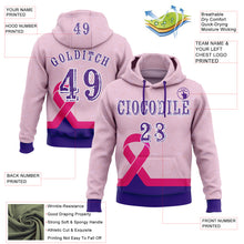 Laden Sie das Bild in den Galerie-Viewer, Custom Light Pink Purple Pink-White 3D Pink Ribbon Breast Cancer Awareness Women Health Care Support Sports Pullover Sweatshirt Hoodie
