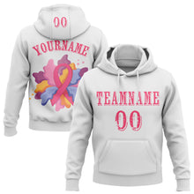 Загрузить изображение в средство просмотра галереи, Custom White Neon Pink 3D Pink Ribbon Breast Cancer Awareness Women Health Care Support Sports Pullover Sweatshirt Hoodie

